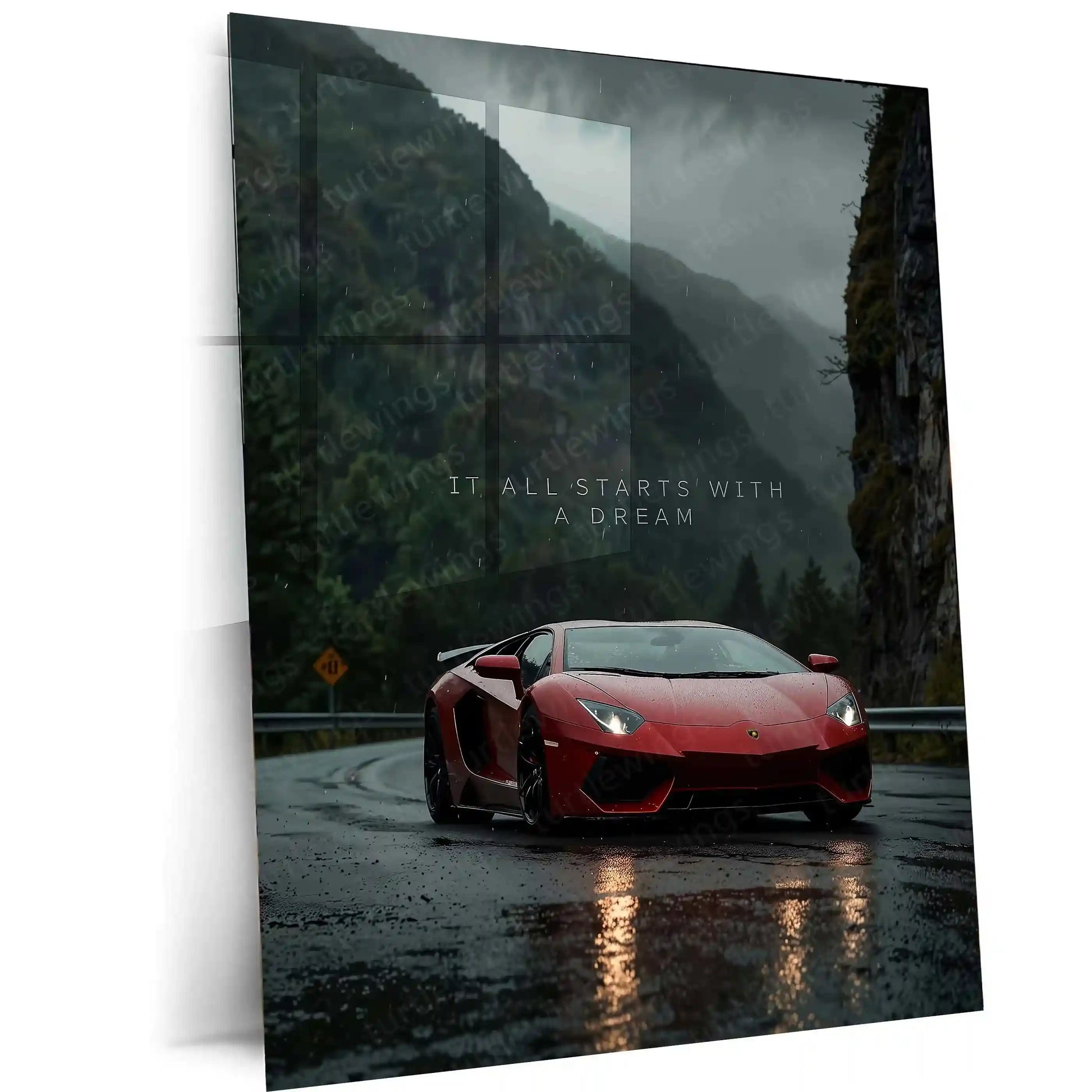 Quotes Metal Poster | Lamborghini with Motivational Quote Metal Poster | Speed x Success Wall Art - TURTLEWINGS