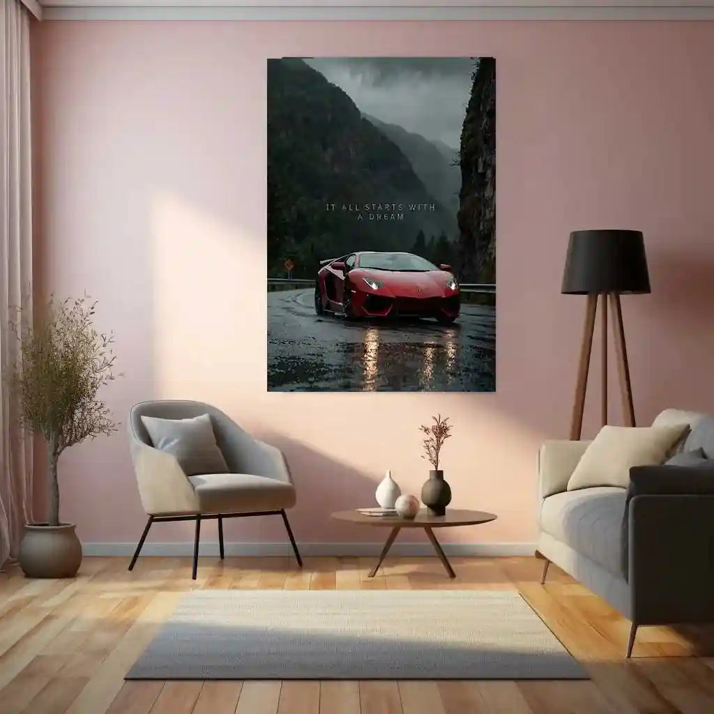 Quotes Metal Poster | Lamborghini with Motivational Quote Metal Poster | Speed x Success Wall Art - TURTLEWINGS