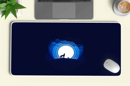 wolf moon howling abstract deskmat - TURTLEWINGS
