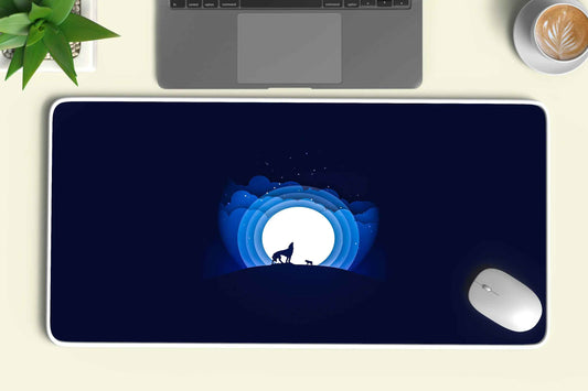 wolf moon howling abstract deskmat - TURTLEWINGS