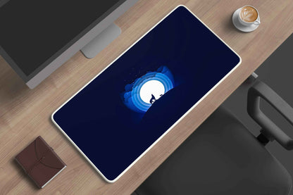 wolf moon howling abstract deskmat - TURTLEWINGS