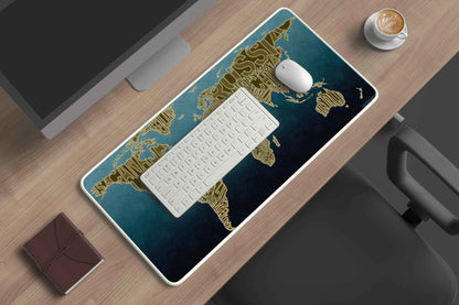 world map abstract art deskmat - TURTLEWINGS