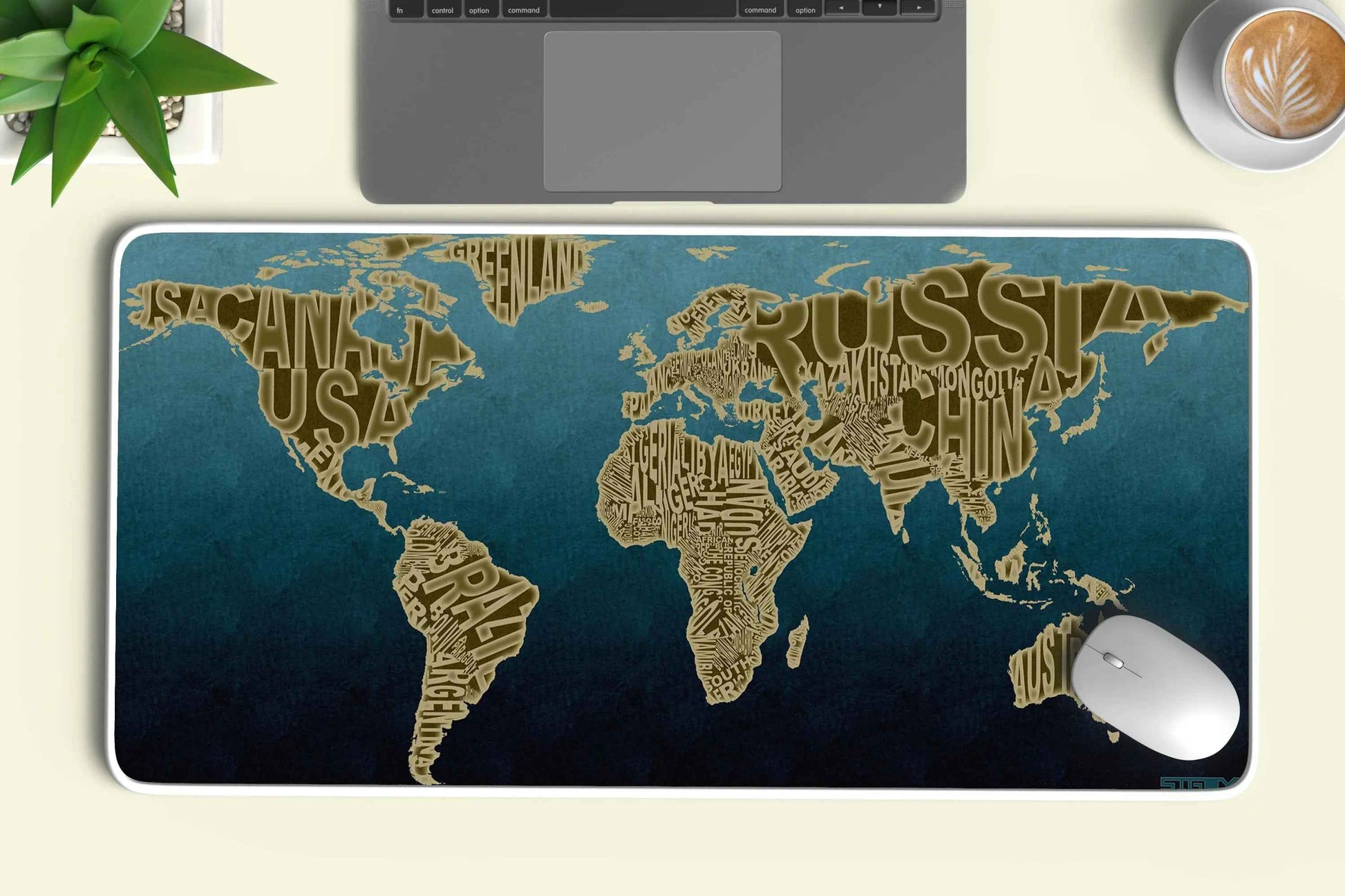 world map abstract art deskmat - TURTLEWINGS