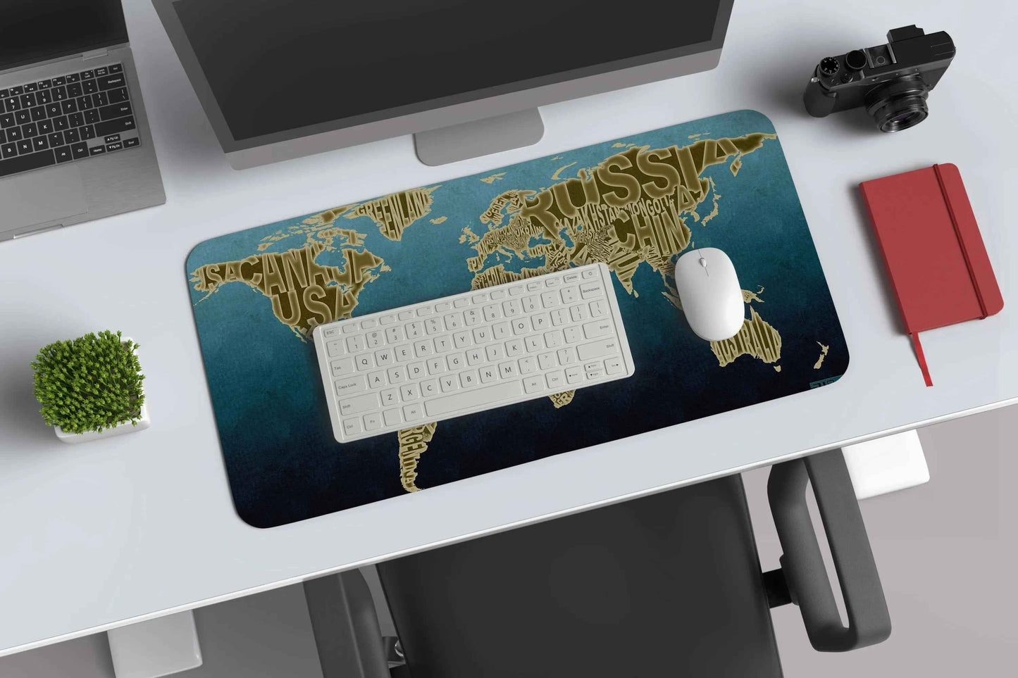 world map abstract art deskmat - TURTLEWINGS