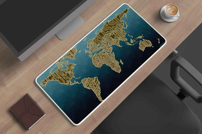 world map abstract art deskmat - TURTLEWINGS