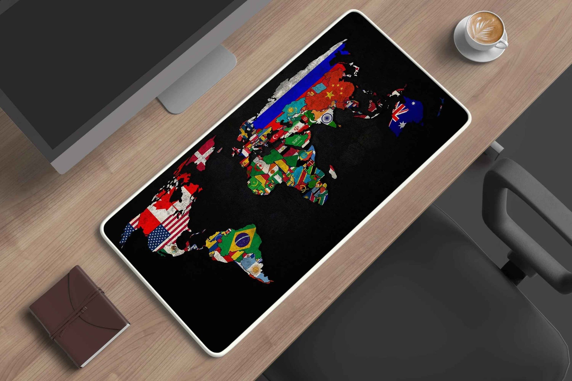 world map abstract art deskmat 1 - TURTLEWINGS