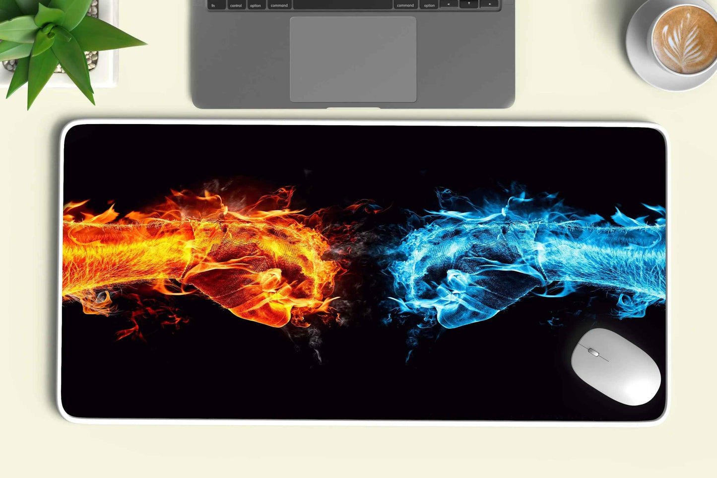 fire and water punch abstract deskmat - TURTLEWINGS