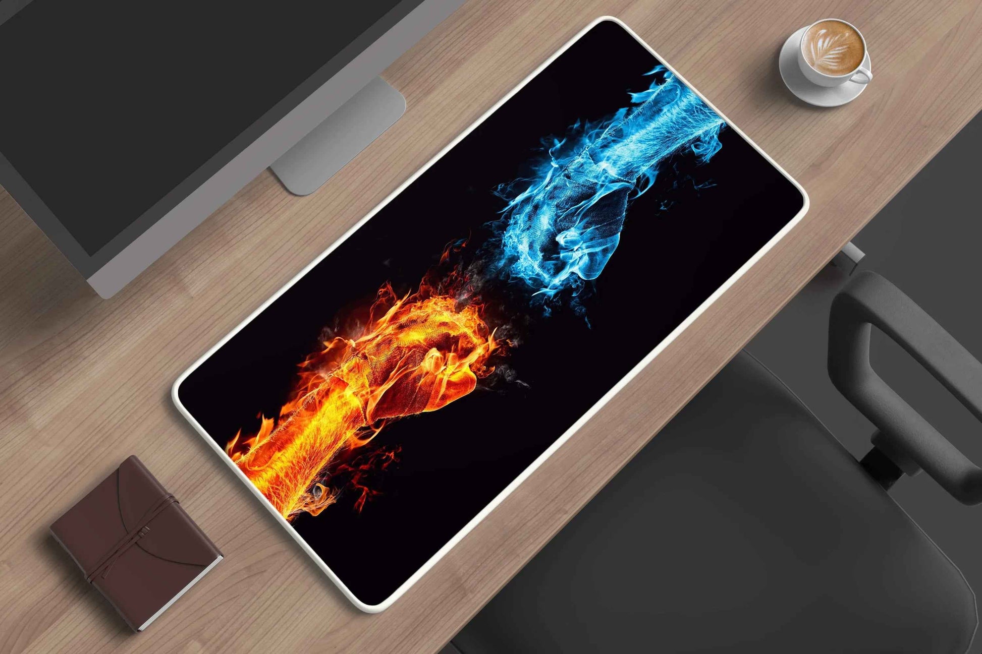 fire and water punch abstract deskmat - TURTLEWINGS