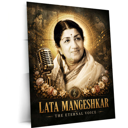 Lata Mangeshkar – The Eternal Voice | Golden Era Music Metal Frame | Legendary Bollywood Wall Art by TurtleWings