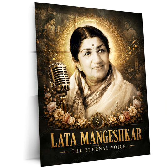 Lata Mangeshkar – The Eternal Voice | Golden Era Music Metal Frame | Legendary Bollywood Wall Art by TurtleWings