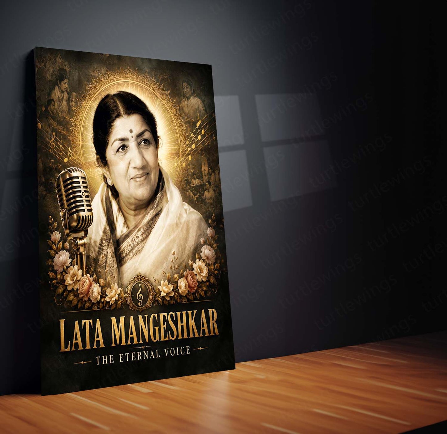 Lata Mangeshkar – The Eternal Voice | Golden Era Music Metal Frame | Legendary Bollywood Wall Art by TurtleWings