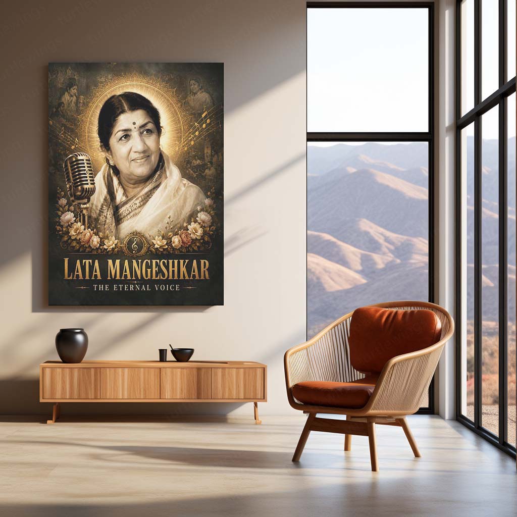 Lata Mangeshkar – The Eternal Voice | Golden Era Music Metal Frame | Legendary Bollywood Wall Art by TurtleWings