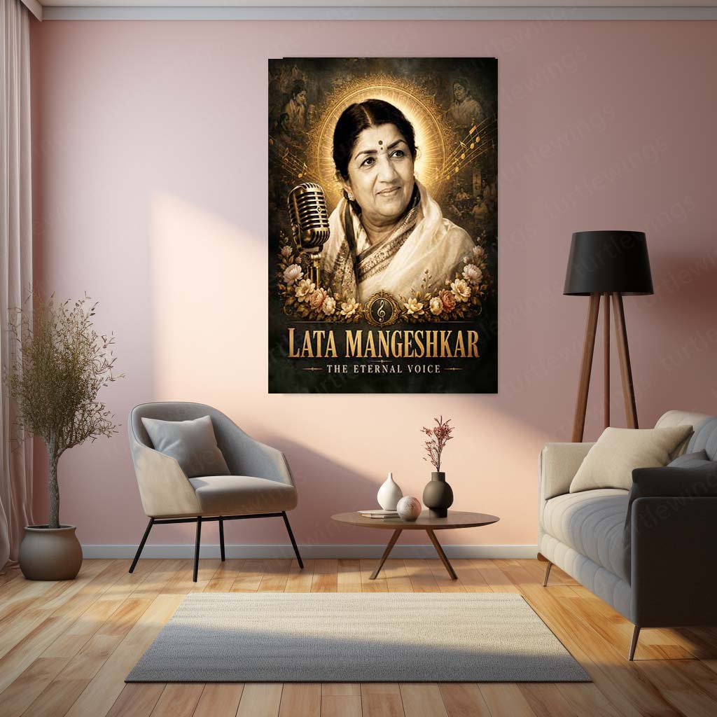 Lata Mangeshkar – The Eternal Voice | Golden Era Music Metal Frame | Legendary Bollywood Wall Art by TurtleWings
