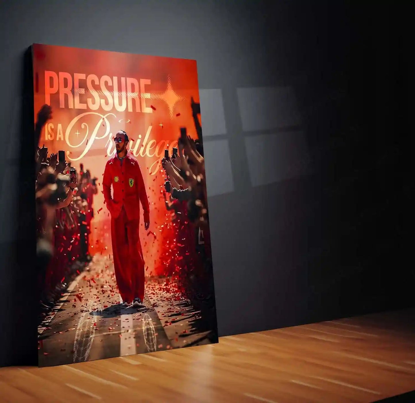 Quote Metal Poster | Lewis Hamilton – Pressure Is a Privilege Metal Frame | Elite Mindset Formula 1 Wall Art | Champion Mentality Quote Metal Poster - TURTLEWINGS