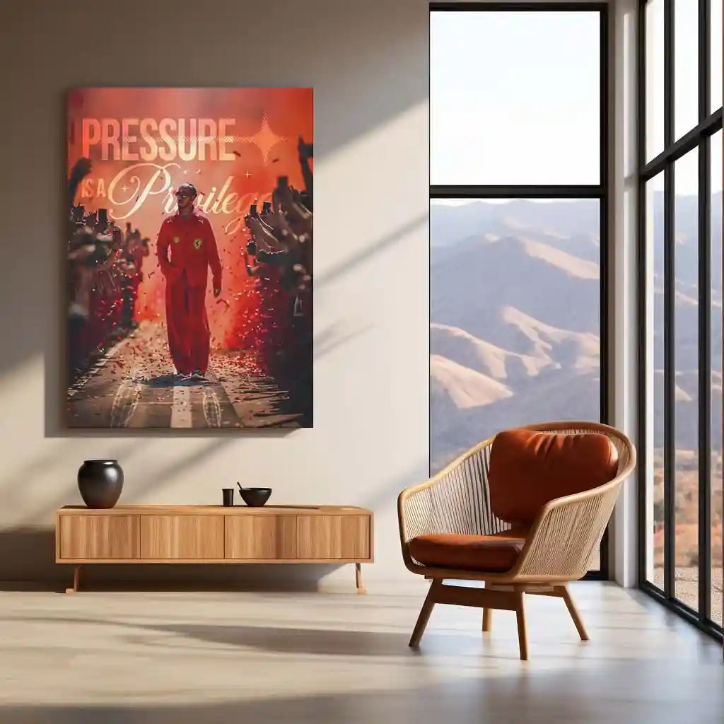 Quote Metal Poster | Lewis Hamilton – Pressure Is a Privilege Metal Frame | Elite Mindset Formula 1 Wall Art | Champion Mentality Quote Metal Poster - TURTLEWINGS