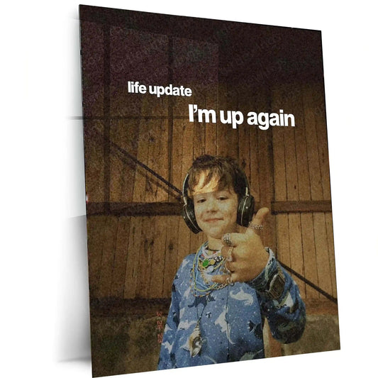 Quote Metal Poster | “Life Update: I’m Up Again” Quote Metal Frame Wall Art | Comeback Motivation Poster | Aesthetic Room Decor Wall Art - TURTLEWINGS