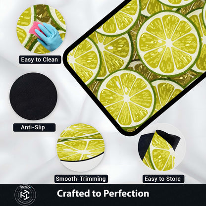 Refreshing Lime Slices Area Flat Rug | Vibrant Citrus Fruit Floor Mat | Modern Kitchen, Dining & Cafe Decorative Flat Rug