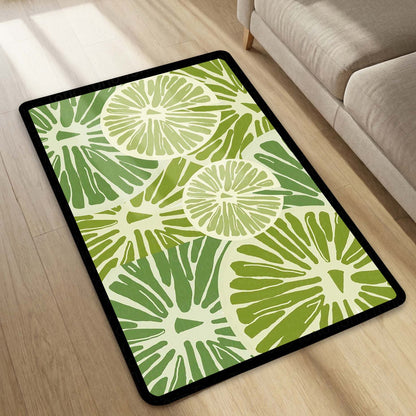 Zesty Lime Slices Area Flat Rug | Fresh Citrus Fruit Floor Mat | Modern Kitchen, Dining & Vibrant Home Decor Flat Rug