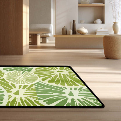Zesty Lime Slices Area Flat Rug | Fresh Citrus Fruit Floor Mat | Modern Kitchen, Dining & Vibrant Home Decor Flat Rug