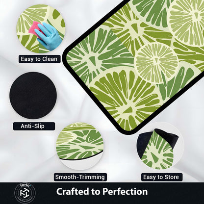 Zesty Lime Slices Area Flat Rug | Fresh Citrus Fruit Floor Mat | Modern Kitchen, Dining & Vibrant Home Decor Flat Rug