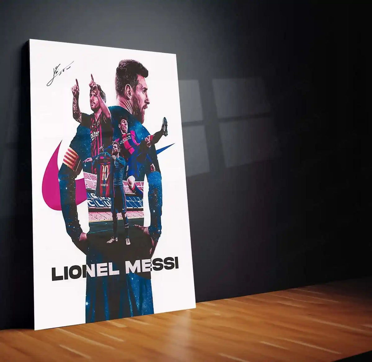 Lionel Messi – Mix Photo & Signature Metal Poster | Football Legend Wall Frame - TURTLEWINGS