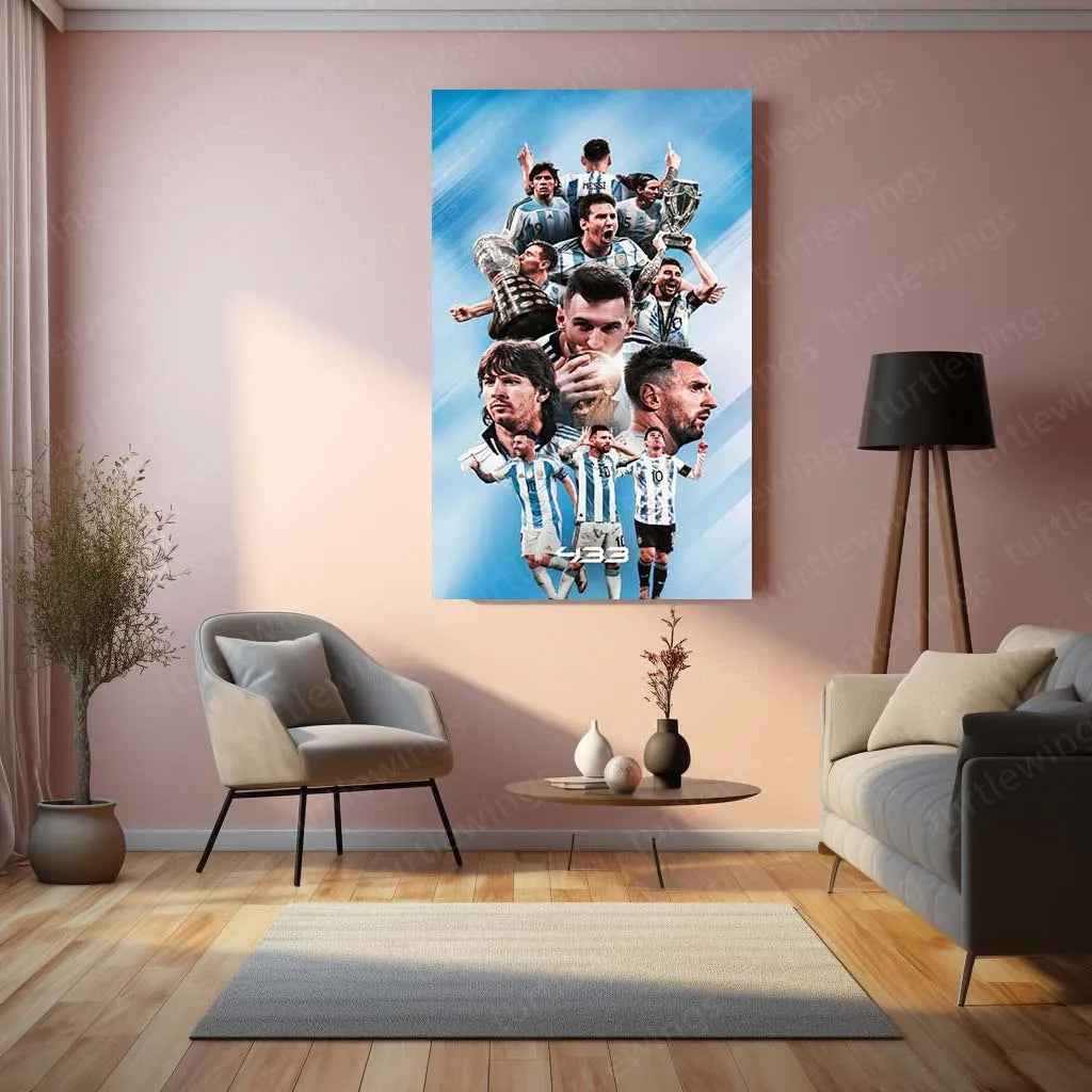 Lionel Messi Metal Frame – Legendary Football Wall Art 2 - TURTLEWINGS