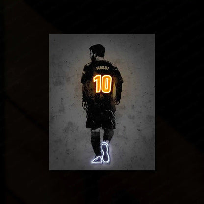 Lionel Messi Neon LED Metal Frame â Soccer Legend Wall Art - TURTLEWINGS