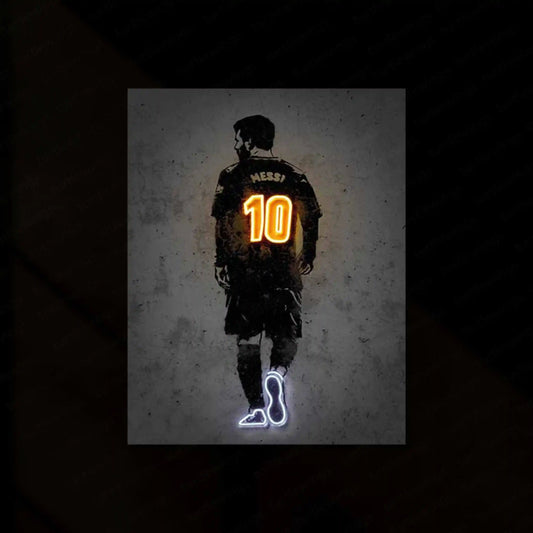 Lionel Messi Neon LED Metal Frame â Soccer Legend Wall Art - TURTLEWINGS
