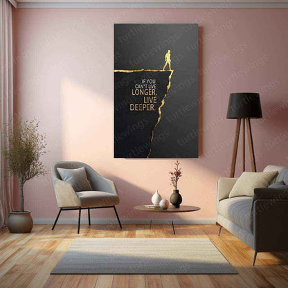 Live Deeper Metal Poster | Inspirational Wall Art | Minimalist Mindfulness Decor - TURTLEWINGS