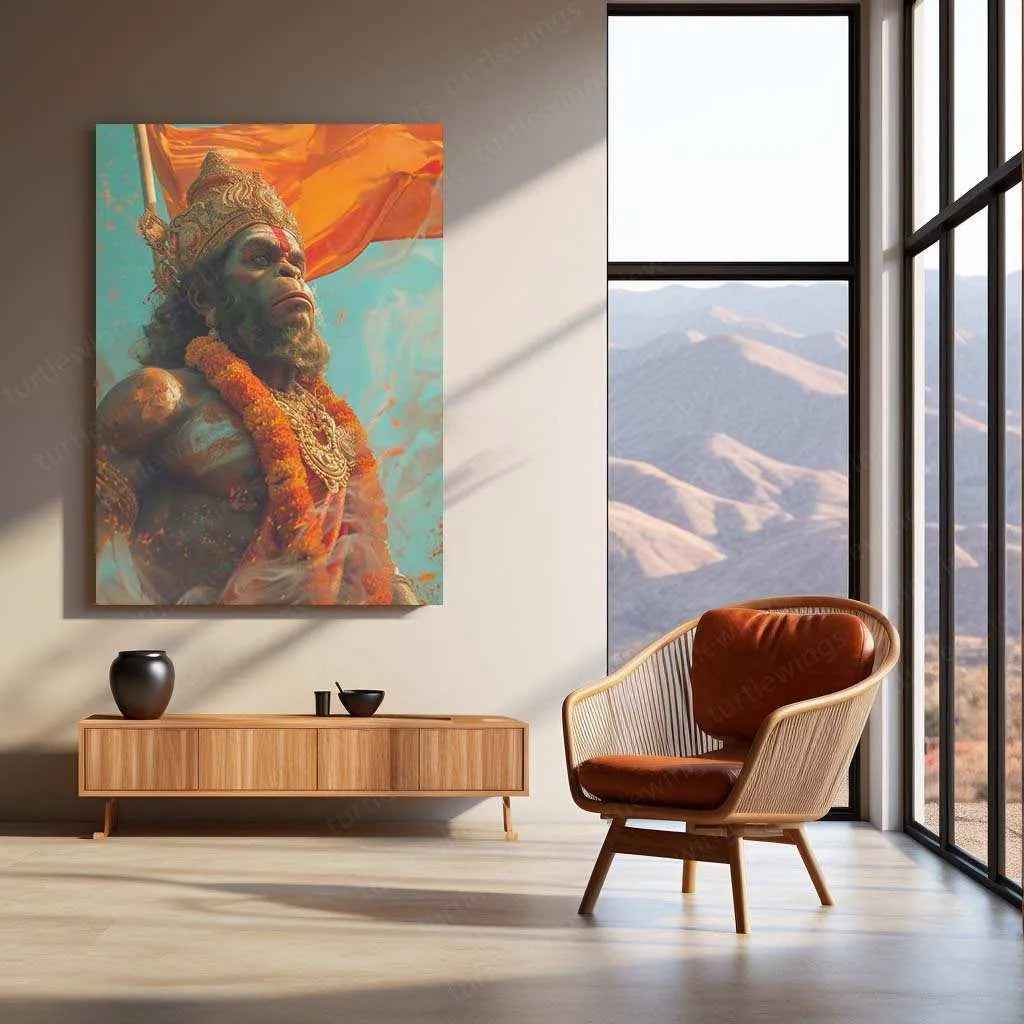 Lord Hanuman Metal Poster – Powerful Hindu God Art | Divine Strength Wall Decor - TURTLEWINGS