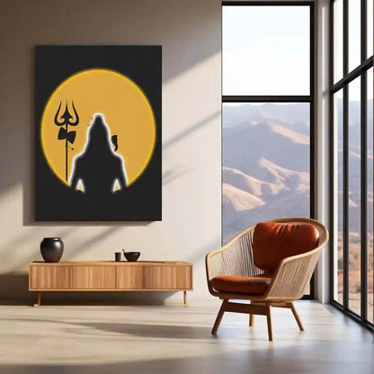 Lord Shiva Neon LED Frame | Mahadev Minimal Moon Wall Art | Divine Spiritual Decor - TURTLEWINGS
