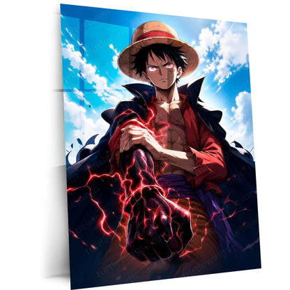 Anime Metal Poster | Monkey D. Luffy Conqueror’s Haki Metal Poster | One Piece Anime Wall Art | Premium Pirate King Metal Print
