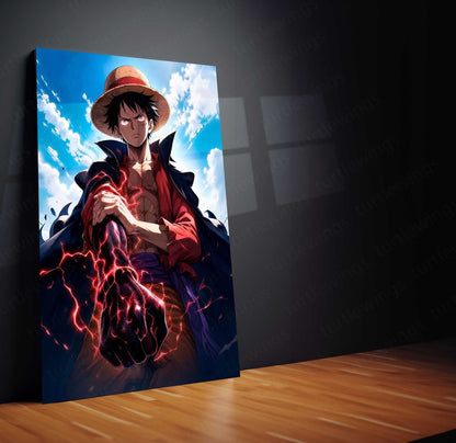 Anime Metal Poster | Monkey D. Luffy Conqueror’s Haki Metal Poster | One Piece Anime Wall Art | Premium Pirate King Metal Print