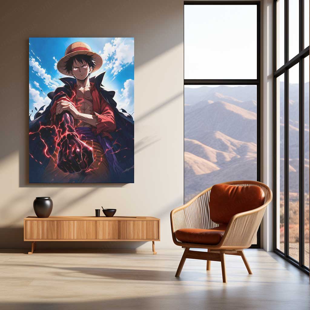Anime Metal Poster | Monkey D. Luffy Conqueror’s Haki Metal Poster | One Piece Anime Wall Art | Premium Pirate King Metal Print