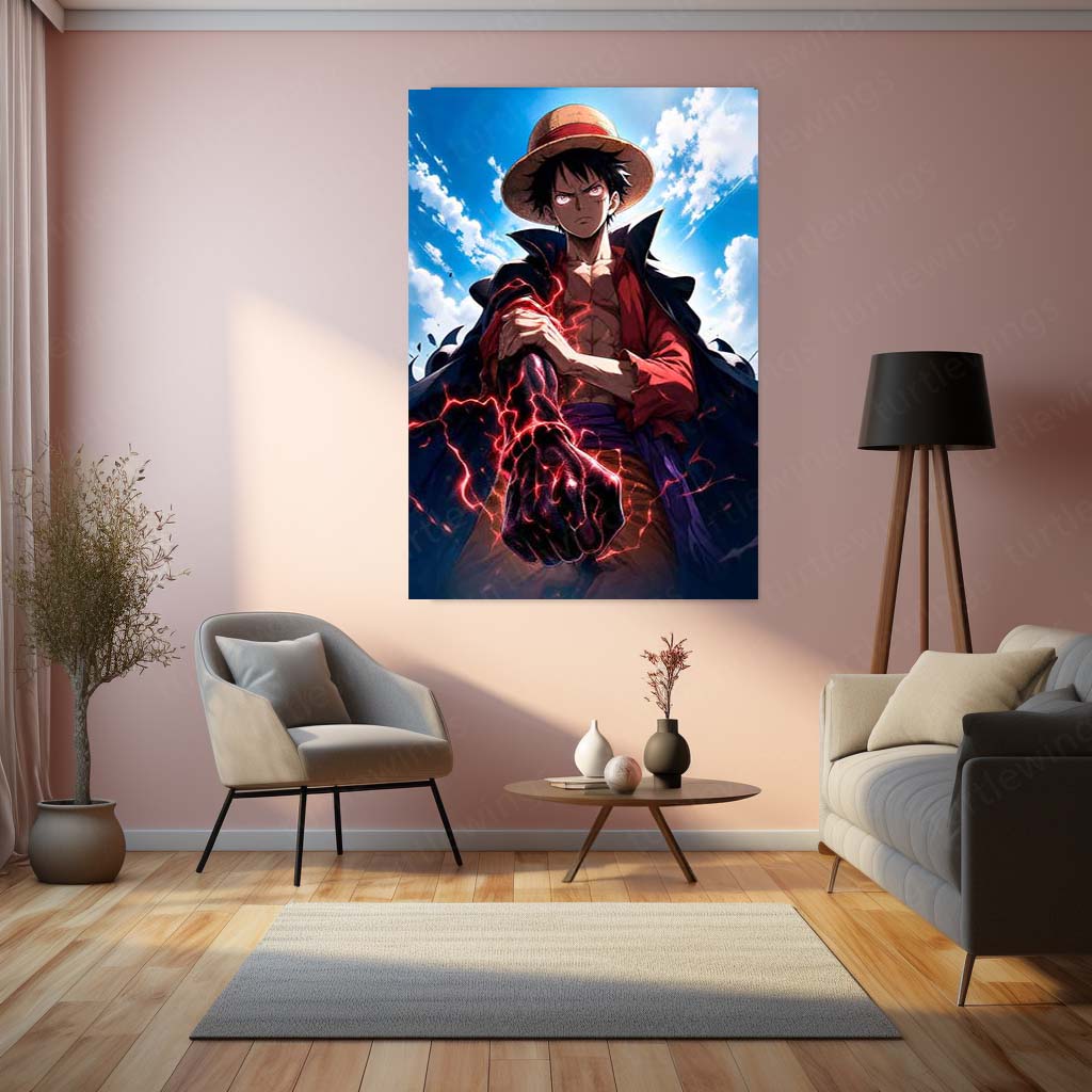 Anime Metal Poster | Monkey D. Luffy Conqueror’s Haki Metal Poster | One Piece Anime Wall Art | Premium Pirate King Metal Print