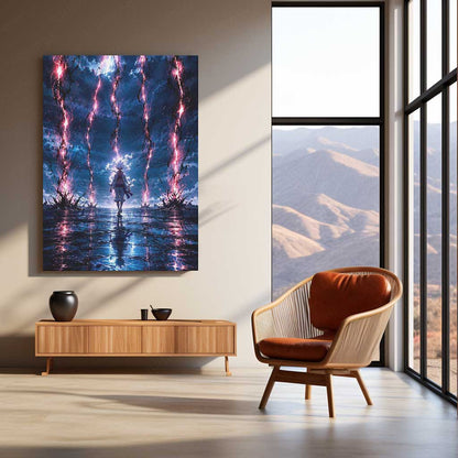 Anime Metal Poster | Gear 5 Monkey D. Luffy Lightning Storm Metal Poster | One Piece Anime Wall Art | Premium Aluminum Print