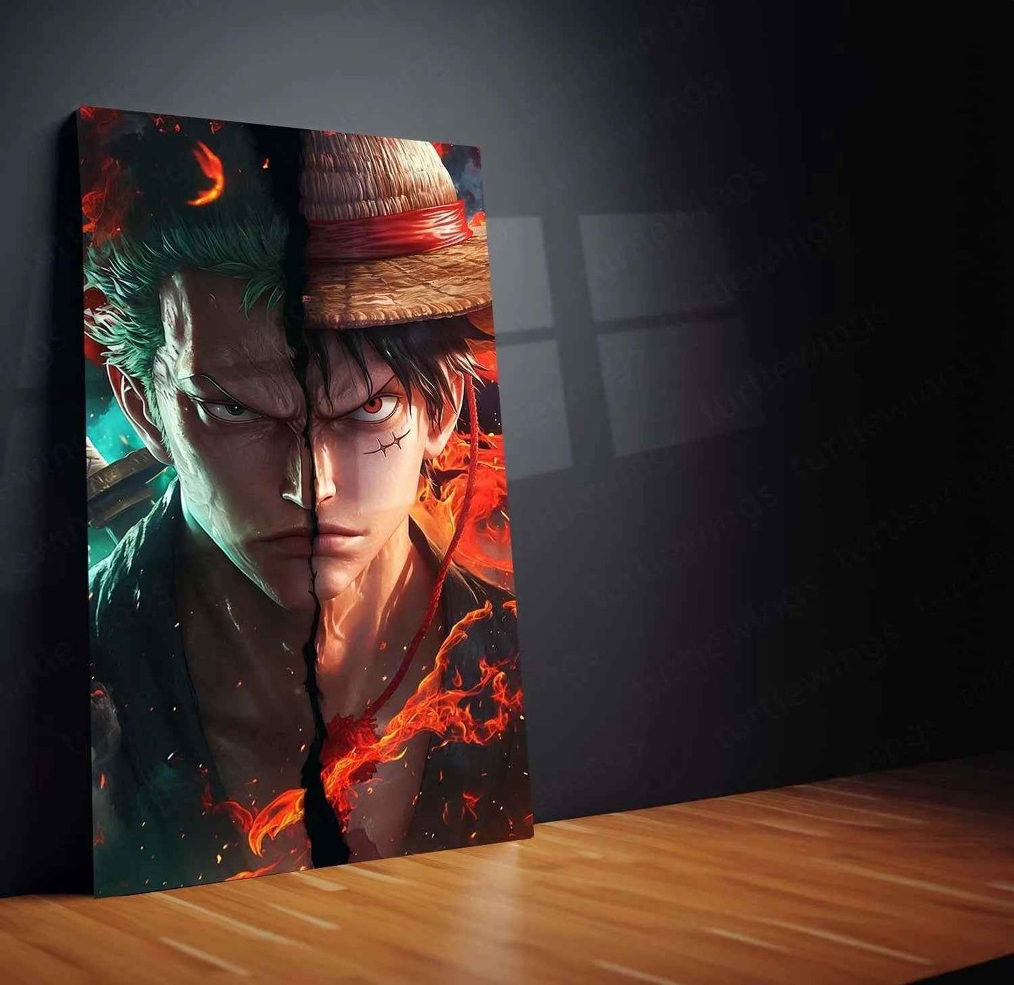 Luffy & Zoro Metal Poster | One Piece Anime Wall Art | Straw Hat Duo Decor 2 - TURTLEWINGS