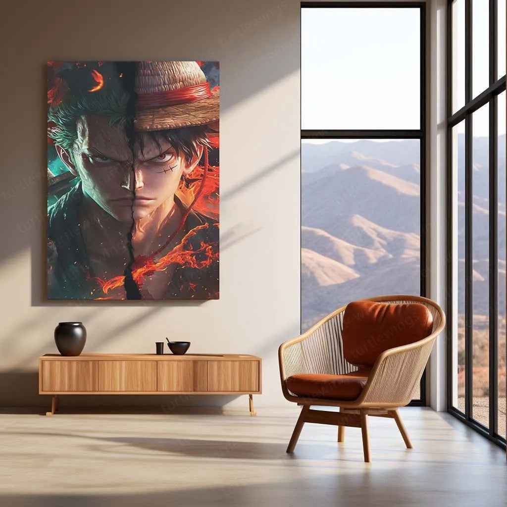 Luffy & Zoro Metal Poster | One Piece Anime Wall Art | Straw Hat Duo Decor 2 - TURTLEWINGS