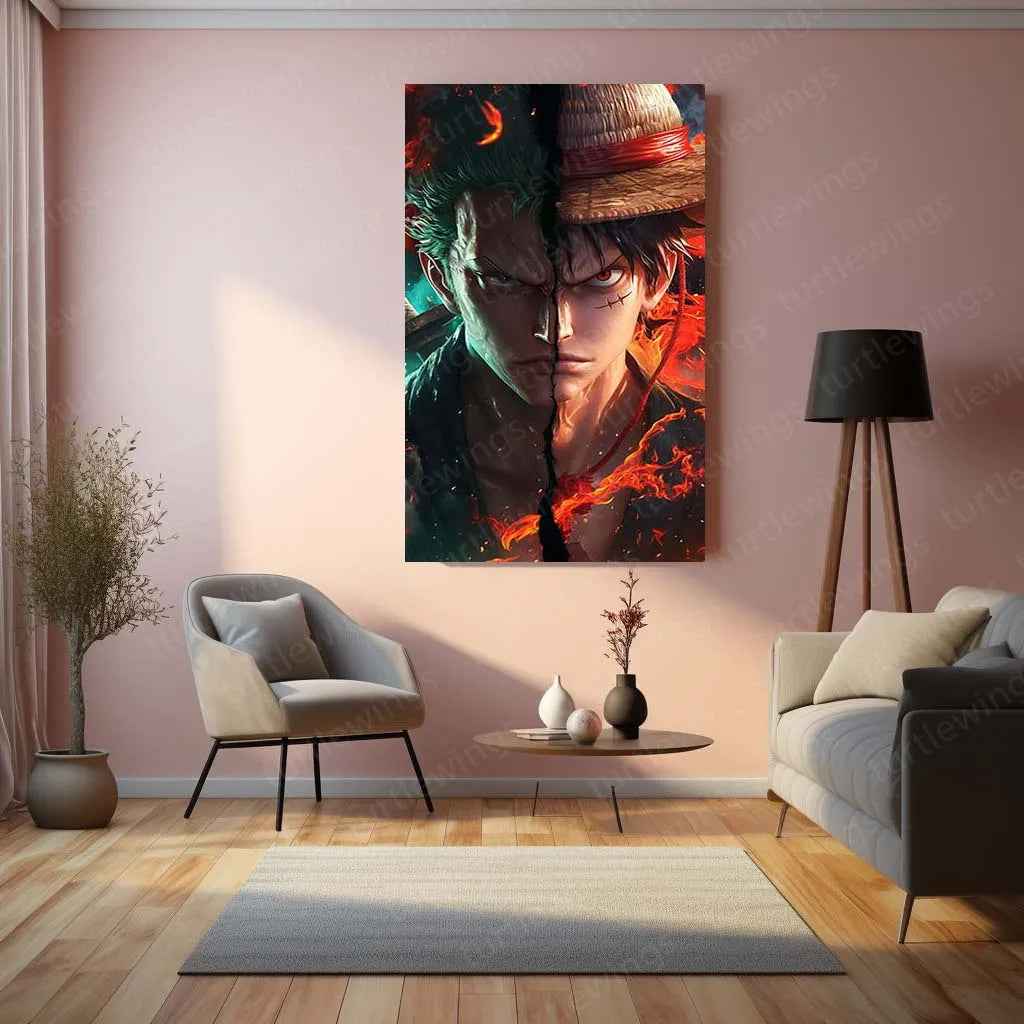 Luffy & Zoro Metal Poster | One Piece Anime Wall Art | Straw Hat Duo Decor 2 - TURTLEWINGS