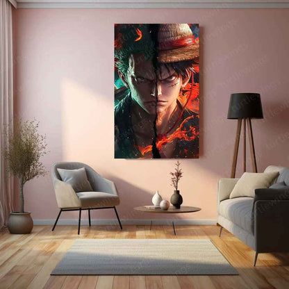 Luffy & Zoro Metal Poster | One Piece Anime Wall Art | Straw Hat Duo Decor 2 - TURTLEWINGS
