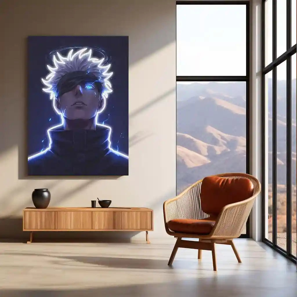 Gojo Satoru Neon LED Frame | Jujutsu Kaisen Anime Wall Art | Infinity Power Aesthetic Design - TURTLEWINGS 