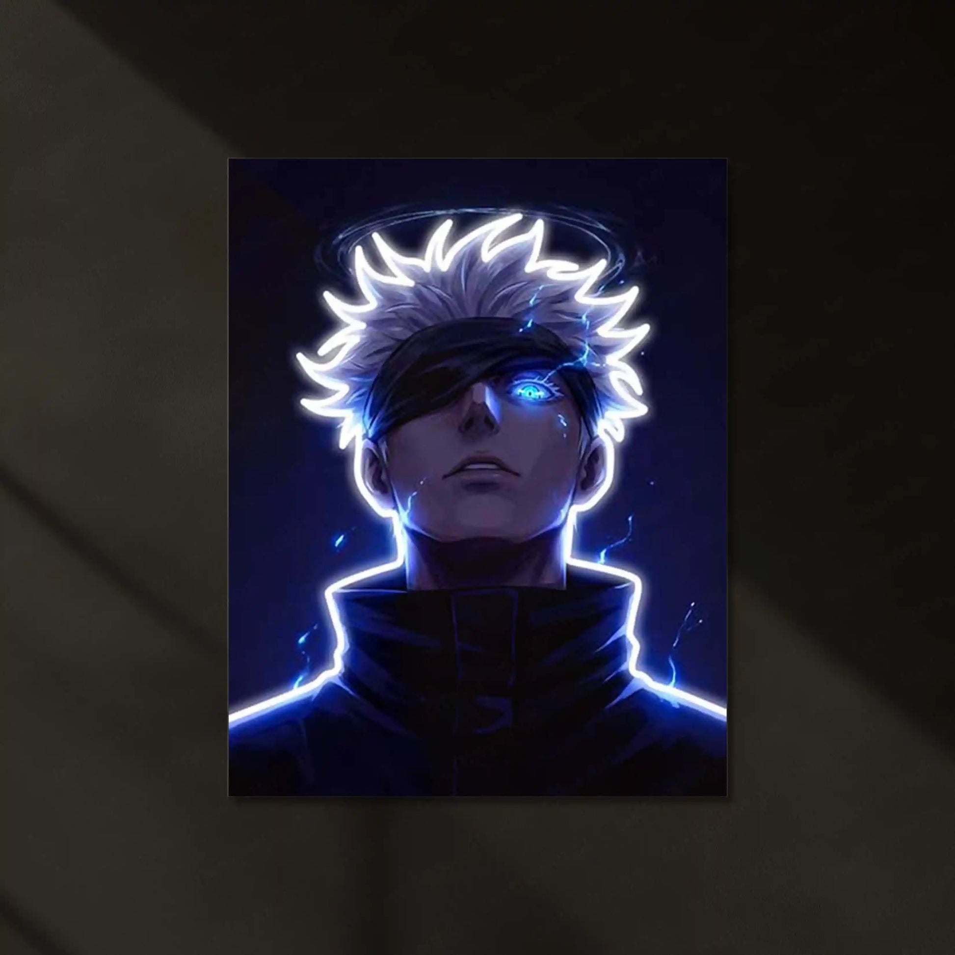 Gojo Satoru Neon LED Frame | Jujutsu Kaisen Anime Wall Art | Infinity Power Aesthetic Design - TURTLEWINGS 