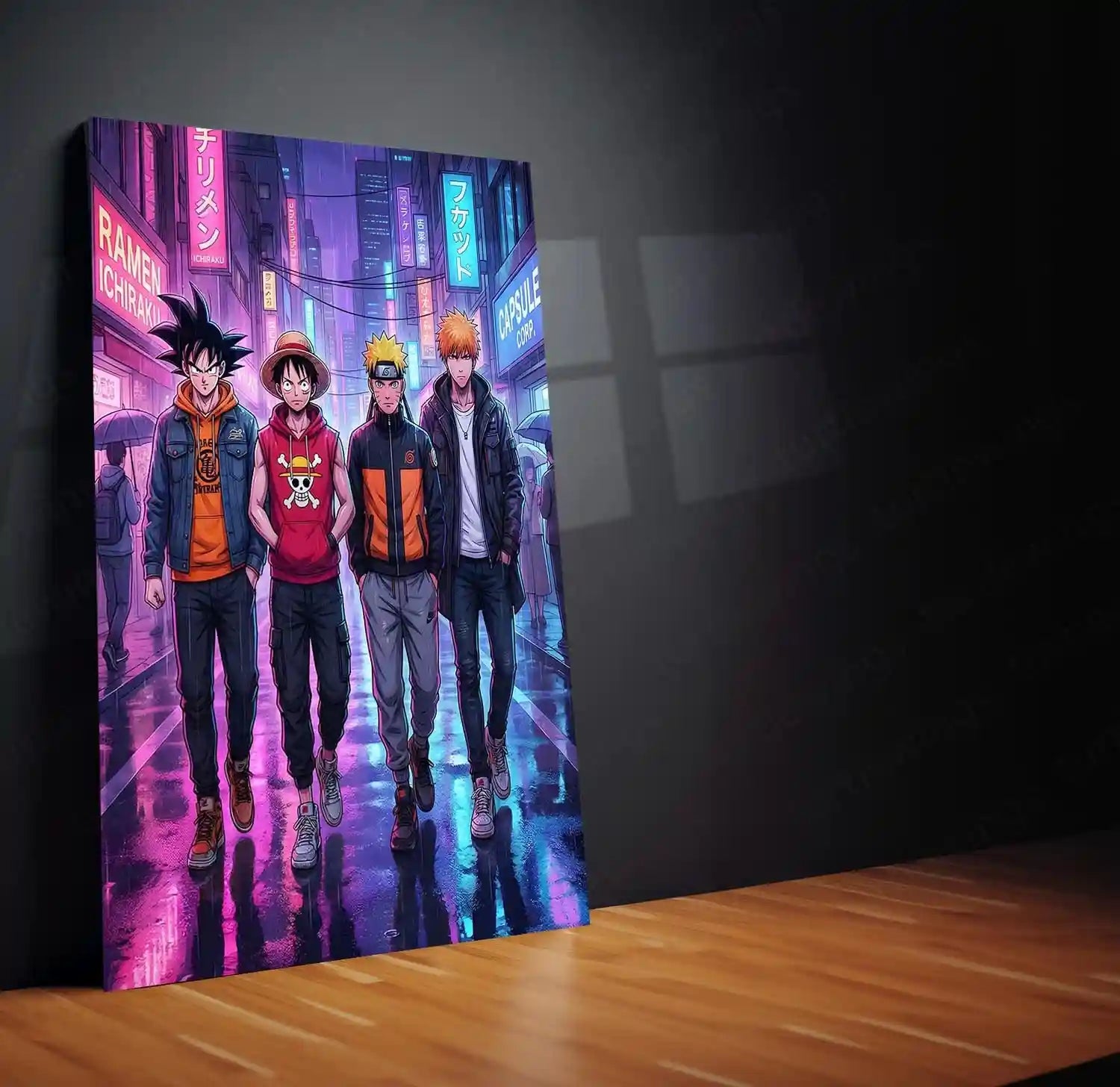 Anime Legends Street Metal Poster | Luffy Naruto Goku Ichigo Wall Art | Anime Room Decor - TURTLEWINGS