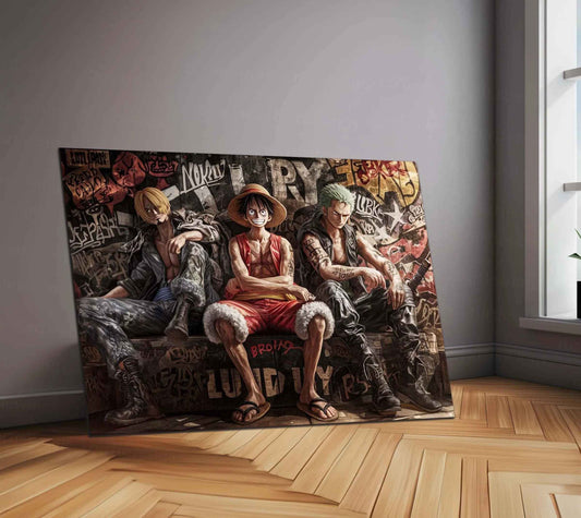 Luffy, Zoro & Sanji Metal Poster | One Piece Trio Wall Art | Straw Hat Pirates Decor - TURTLEWINGS