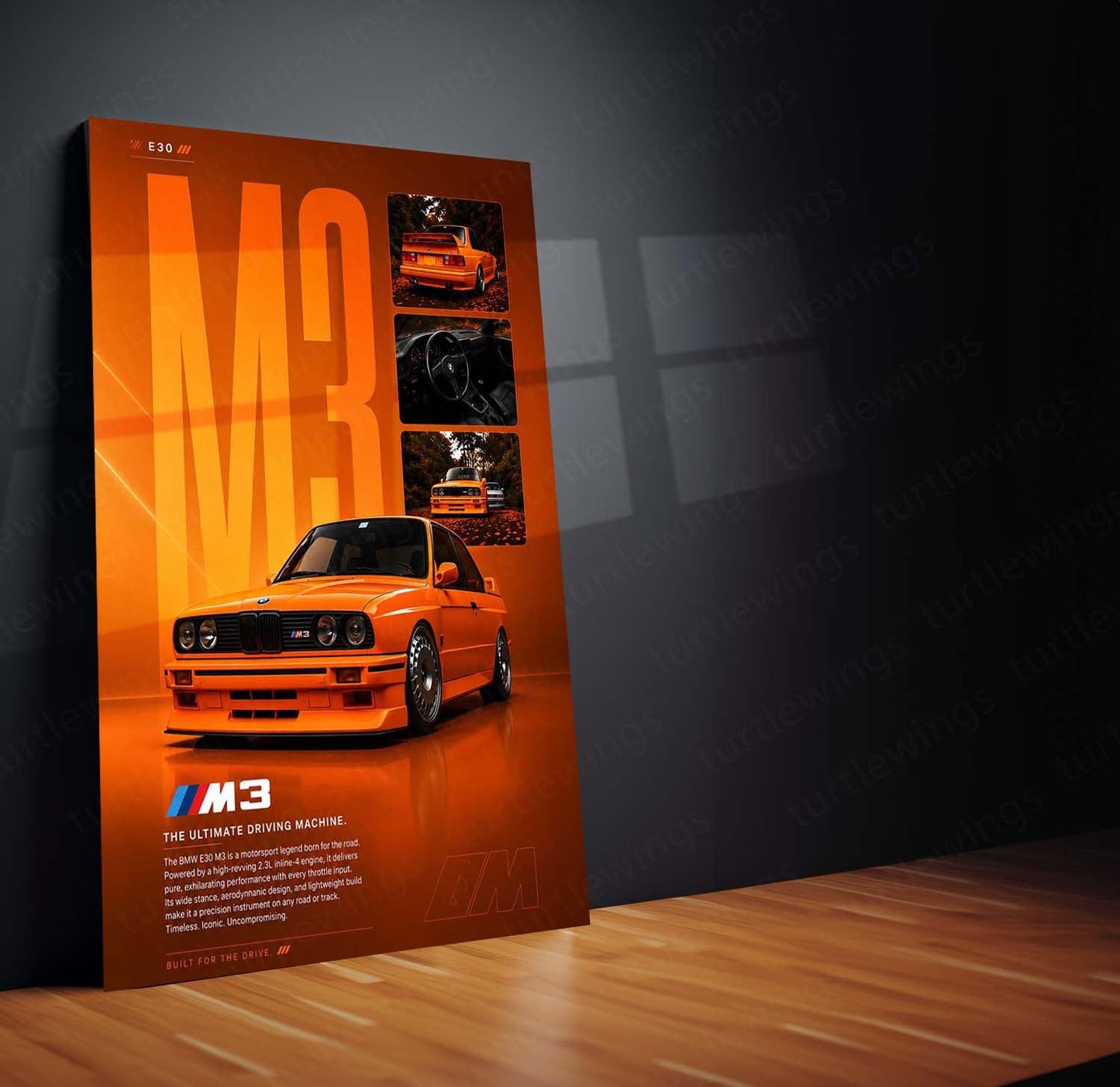 BMW E30 M3 Icon Series Metal Poster | Classic Motorsport Legend Wall Art | Premium BMW