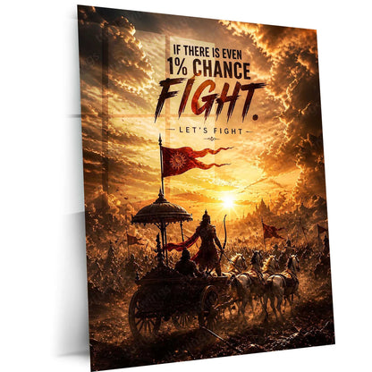 Fight Until Victory – Mahabharata Warrior Metal Poster | Epic Motivation Wall Art Inspired by Ancient Valor