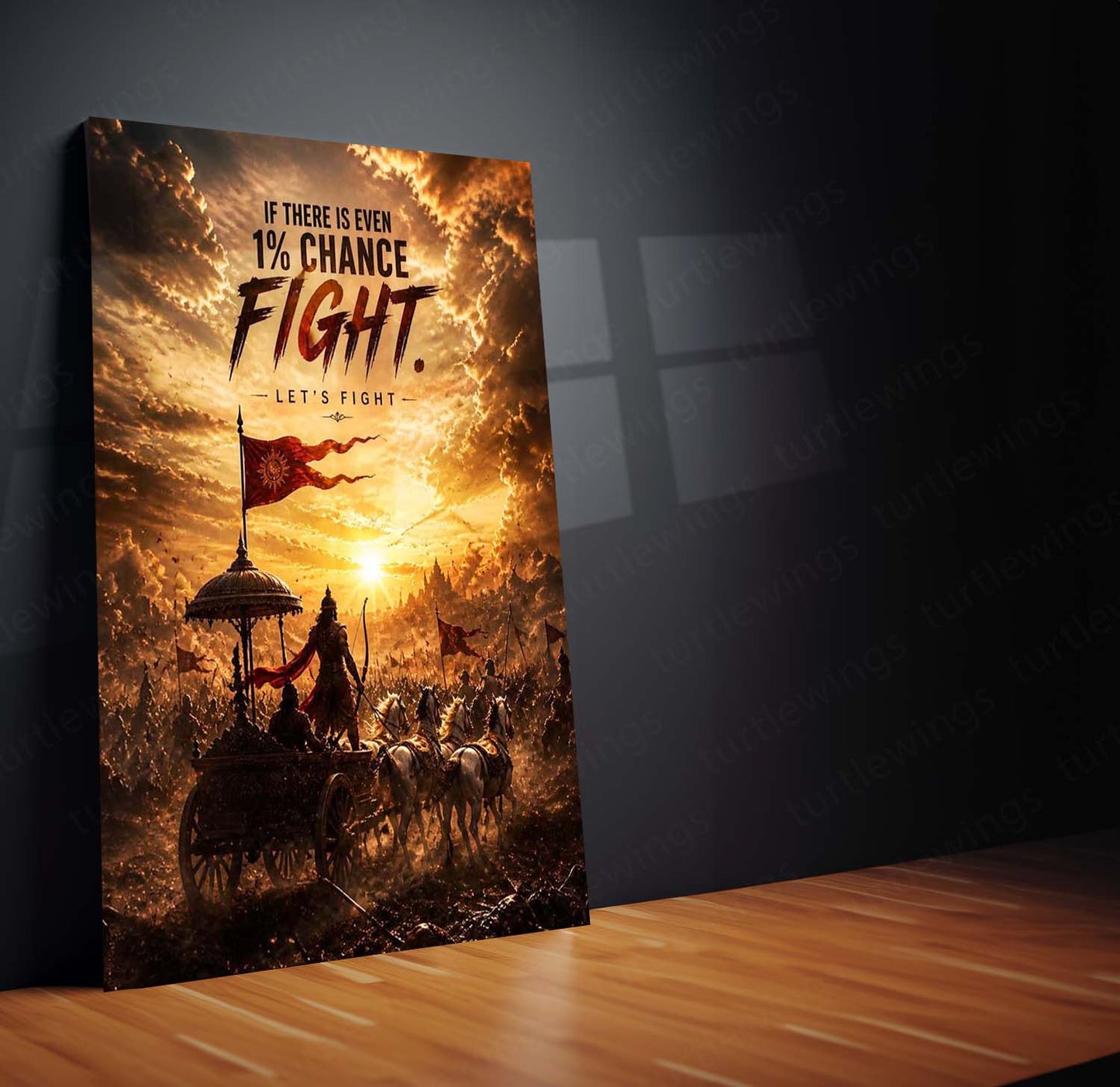 Fight Until Victory – Mahabharata Warrior Metal Poster | Epic Motivation Wall Art Inspired by Ancient Valor