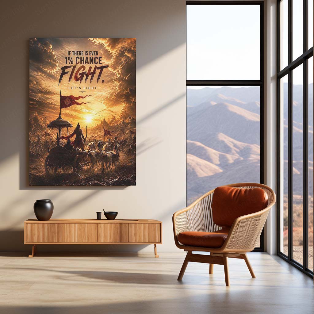 Fight Until Victory – Mahabharata Warrior Metal Poster | Epic Motivation Wall Art Inspired by Ancient Valor