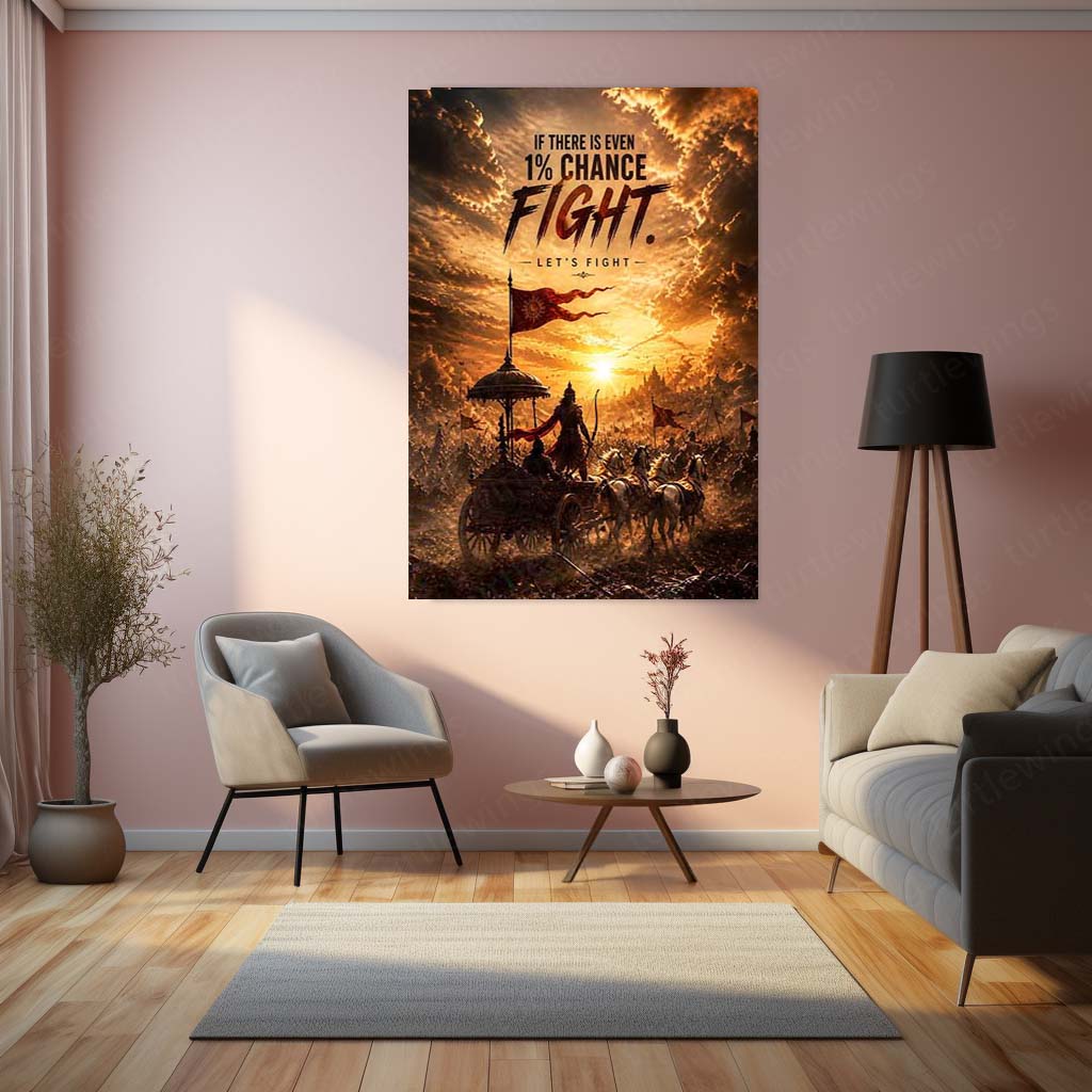 Fight Until Victory – Mahabharata Warrior Metal Poster | Epic Motivation Wall Art Inspired by Ancient Valor