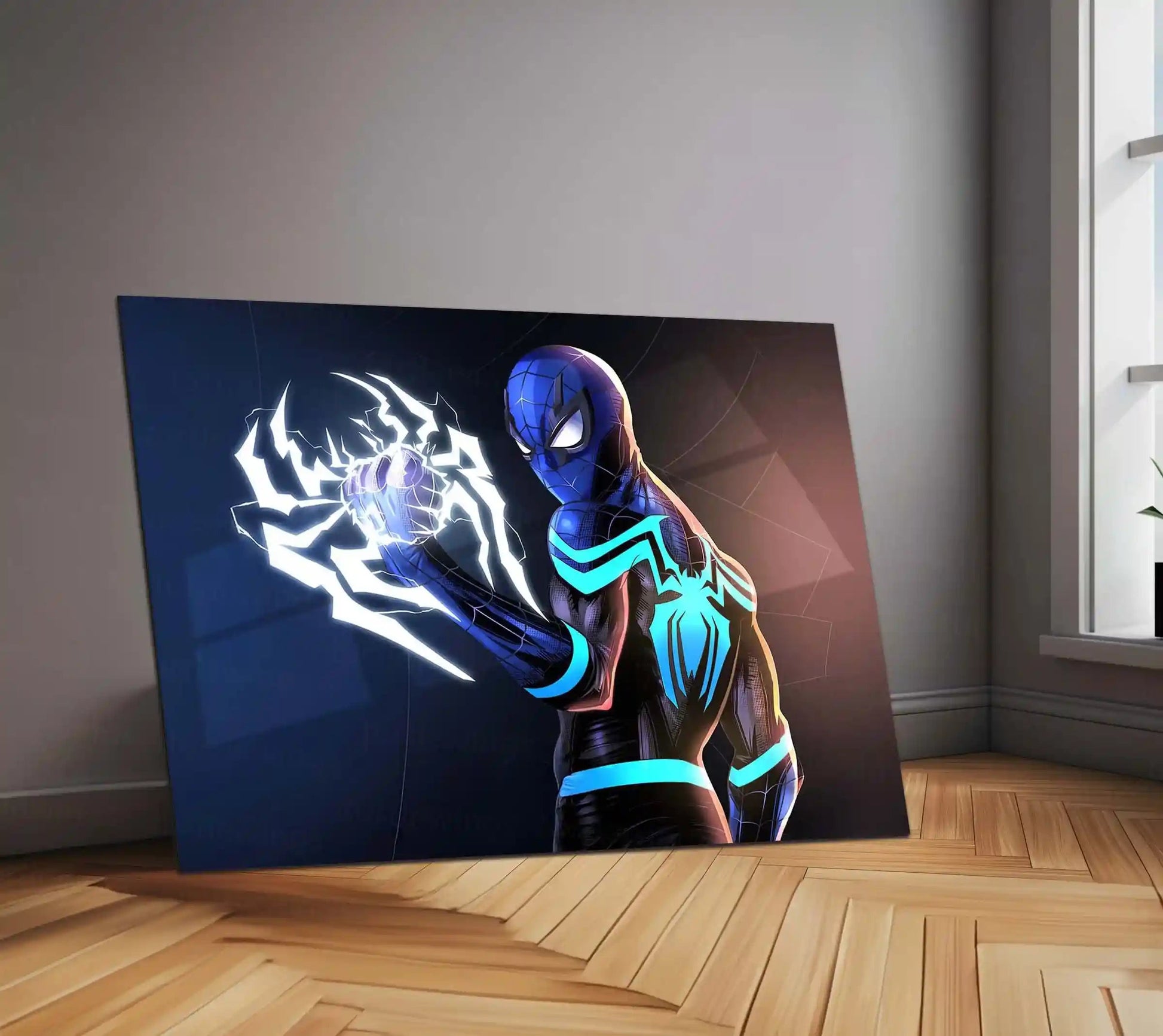 Marvel Spidersona – Electric Awakening | Superhero Metal Frame | Futuristic Spider-Verse Wall Art - TURTLEWINGS